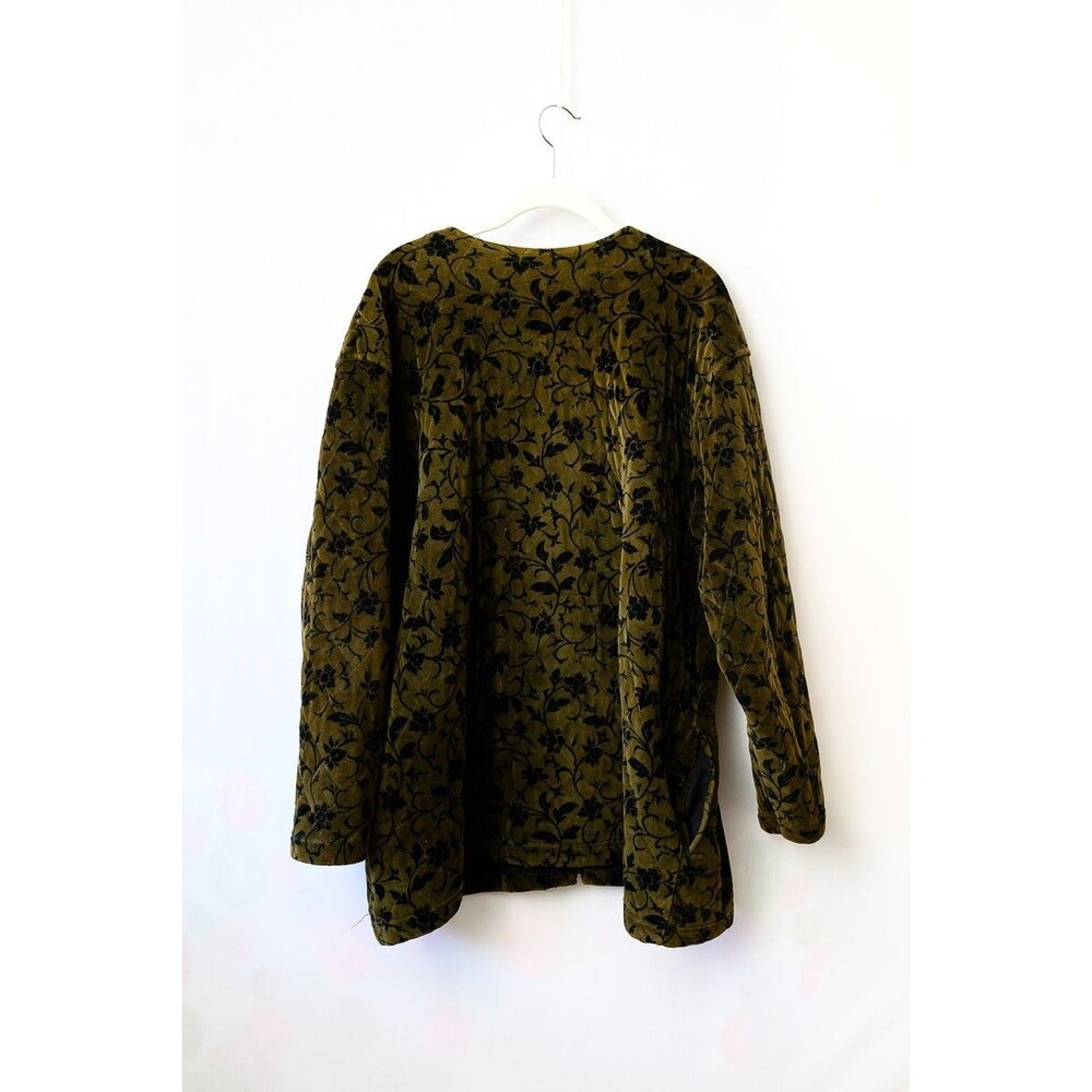 elisabeth liz claiborne Jacket plus size 2 Quilted Velvet green floral - Picture 3 of 6